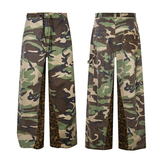 Damen Weite Cargo-Culottehose mit Camouflage-Print und Leoparden-Detail Shop Nory
