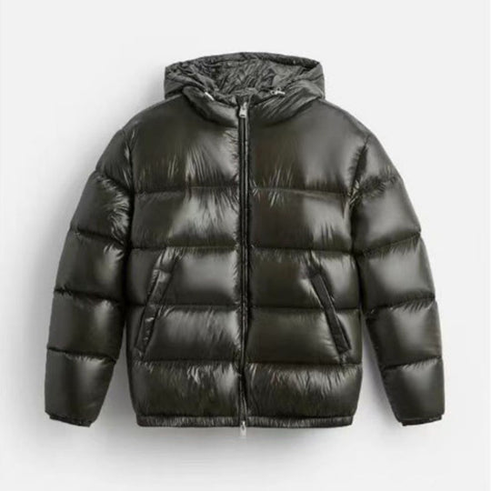 Herren nan steppte Kapuzenjacke mit glänzender Oberfläche, warmer Synthetikfüllung und Zweiwege-Reißverschluss Shop Nory