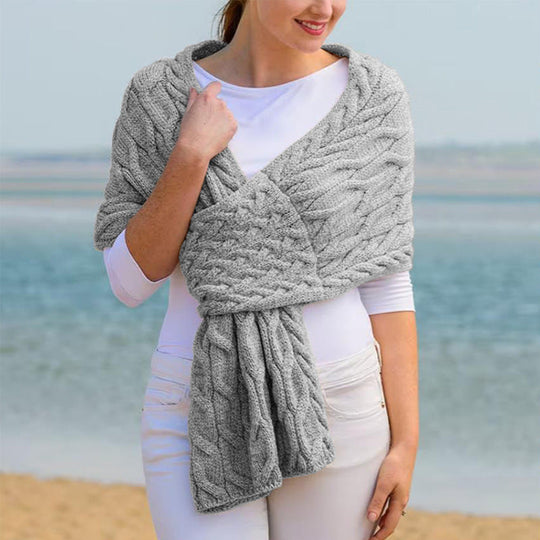 Damen Strickschal mit Zopfmuster & Vielseitigem Tragekomfort
