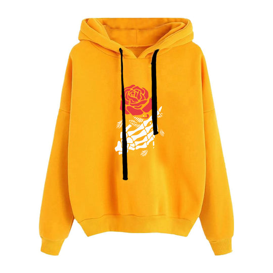 Damen nan lässiger Oversize Kapuzenpullover mit Herz‑und‑Pfotenprint, Kordelzug und gerippten Bündchen Shop Nory