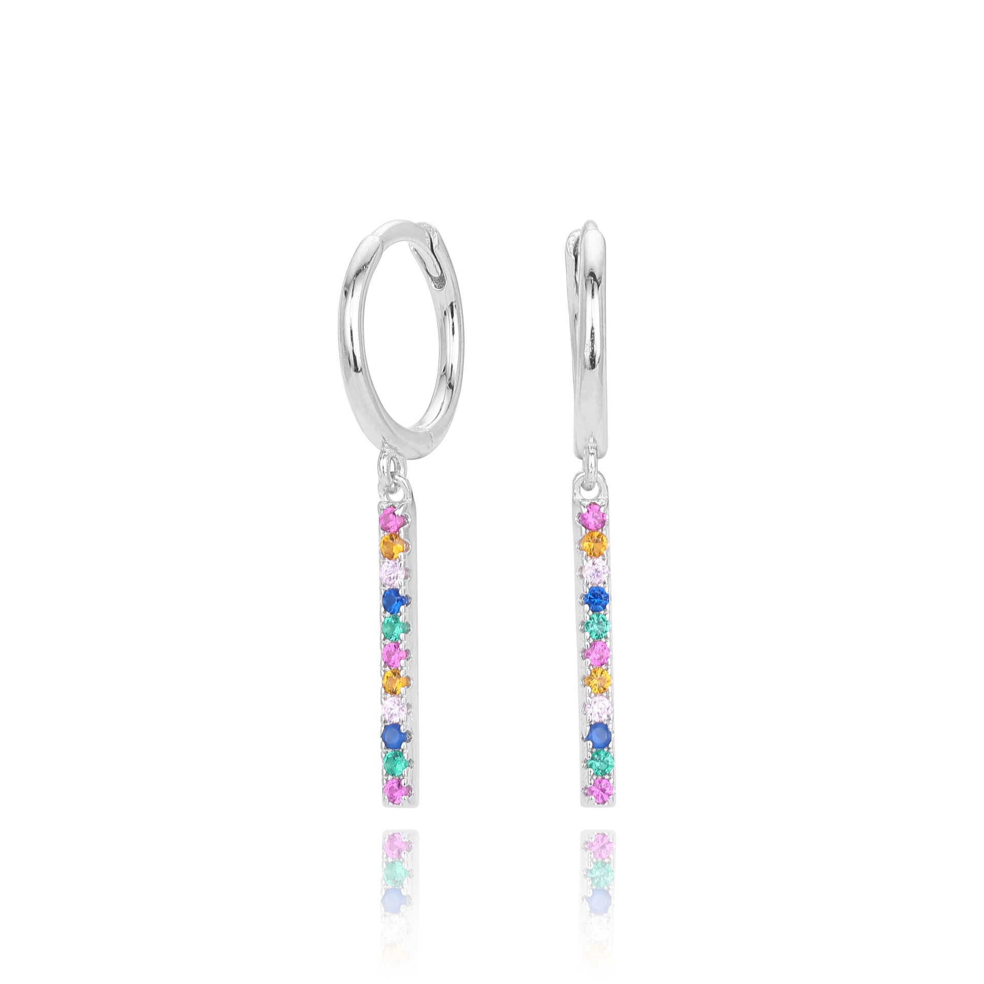 Damen Ohrhänger mit bunten Zirkonia und modernem Design Shop Nory