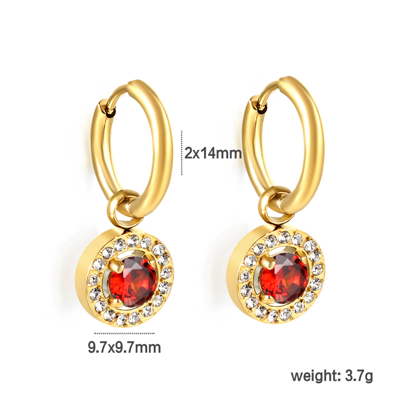 Damen Hängende Ohrstecker mit funkelndem grünem Zirkonia und goldplattierter Edelstahlfassung Shop Nory