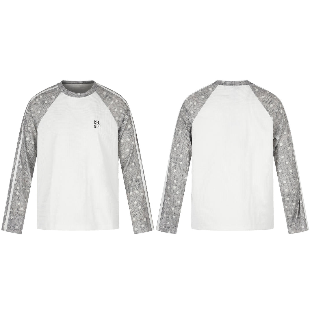 Unisex Waffelstruktur-Sweatshirt mit transparenten Kontrastärmeln, Raglan und Seitenstreifen Shop Nory