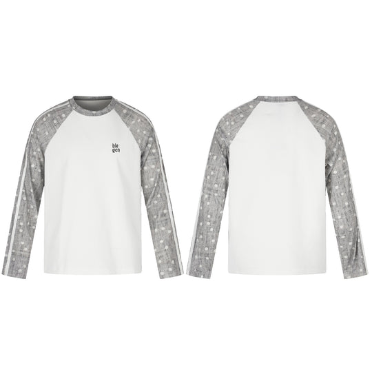 Unisex Waffelstruktur-Sweatshirt mit transparenten Kontrastärmeln, Raglan und Seitenstreifen Shop Nory