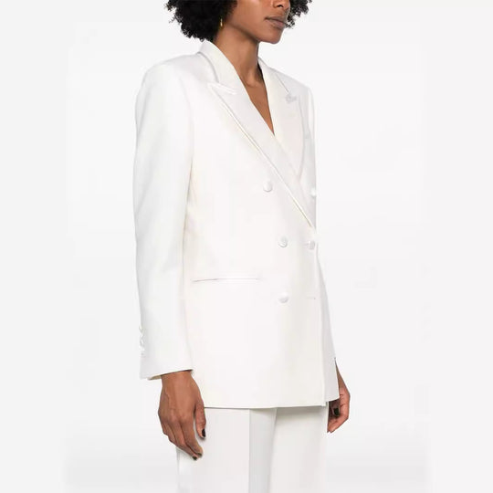 Damen Doppelreihiges Longblazer‑Hosenanzug mit Marlene‑Weitbeinhose und schlanker Silhouette Shop Nory