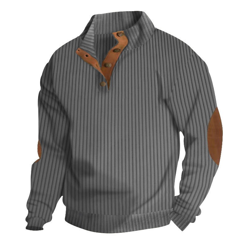 Herren Grobstrick-Troyer mit Zopfmuster, Stehkragen und Leder-Ellbogenpatches Shop Nory
