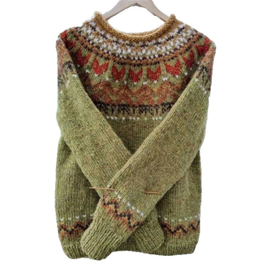 Damen nan Norwegerpullover aus Wollmix mit Rundhalsausschnitt und traditionellem Fair-Isle-Yoke Shop Nory