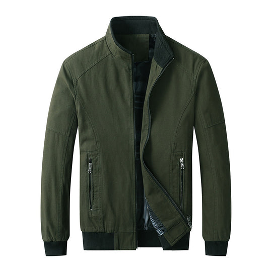 Herren leichter Baumwoll-Bomber mit Stehkragen, Reißverschluss und gerippten Bündchen Shop Nory