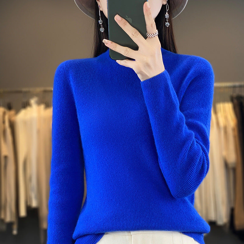 Damen Premium-Feinstrick-Mockneckpullover mit extra langen Ärmelabschlüssen und feiner Rippenstruktur Shop Nory