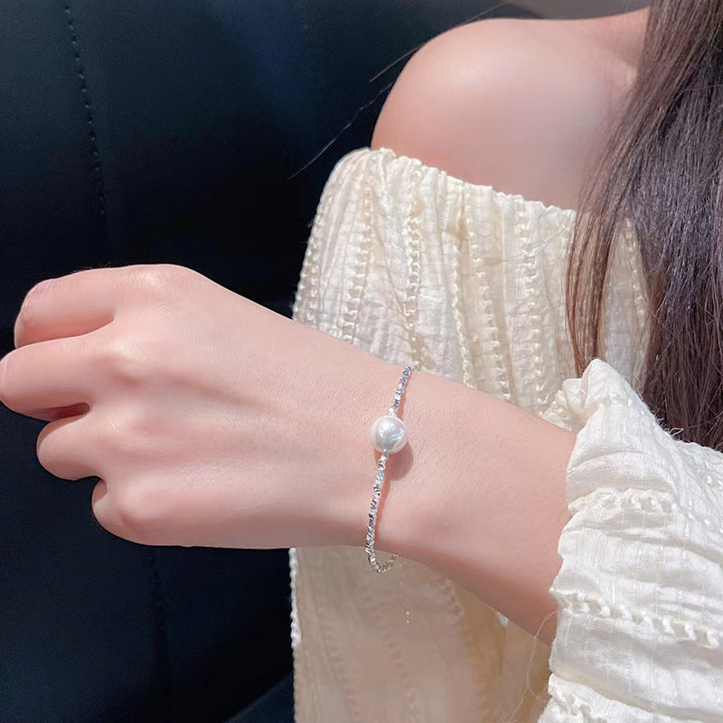 Damen Halskette mit eleganten Zirkonia-Details und Perlenakzent Shop Nory