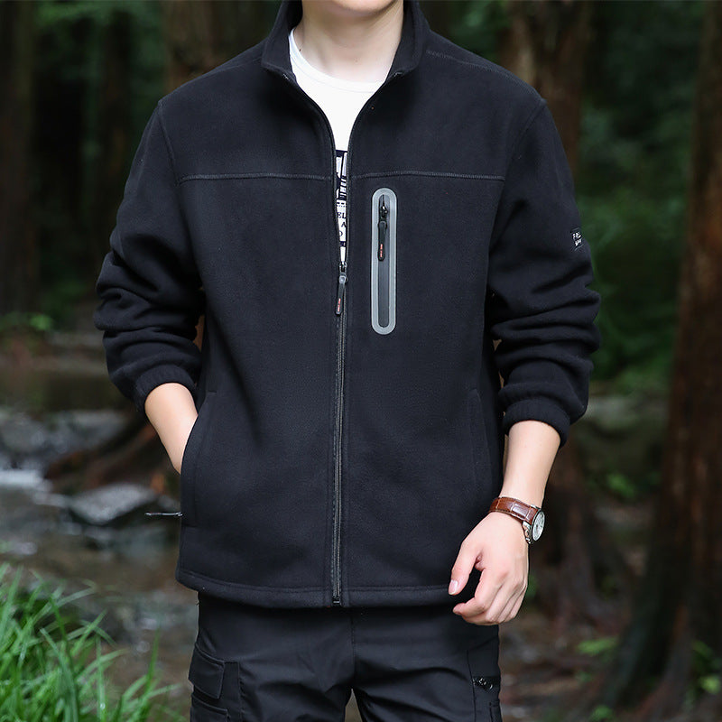 Herren Thermo‑Mikrofleece‑Outdoorjacke mit Stehkragen, wasserdichter Brustreißverschlusstasche Shop Nory