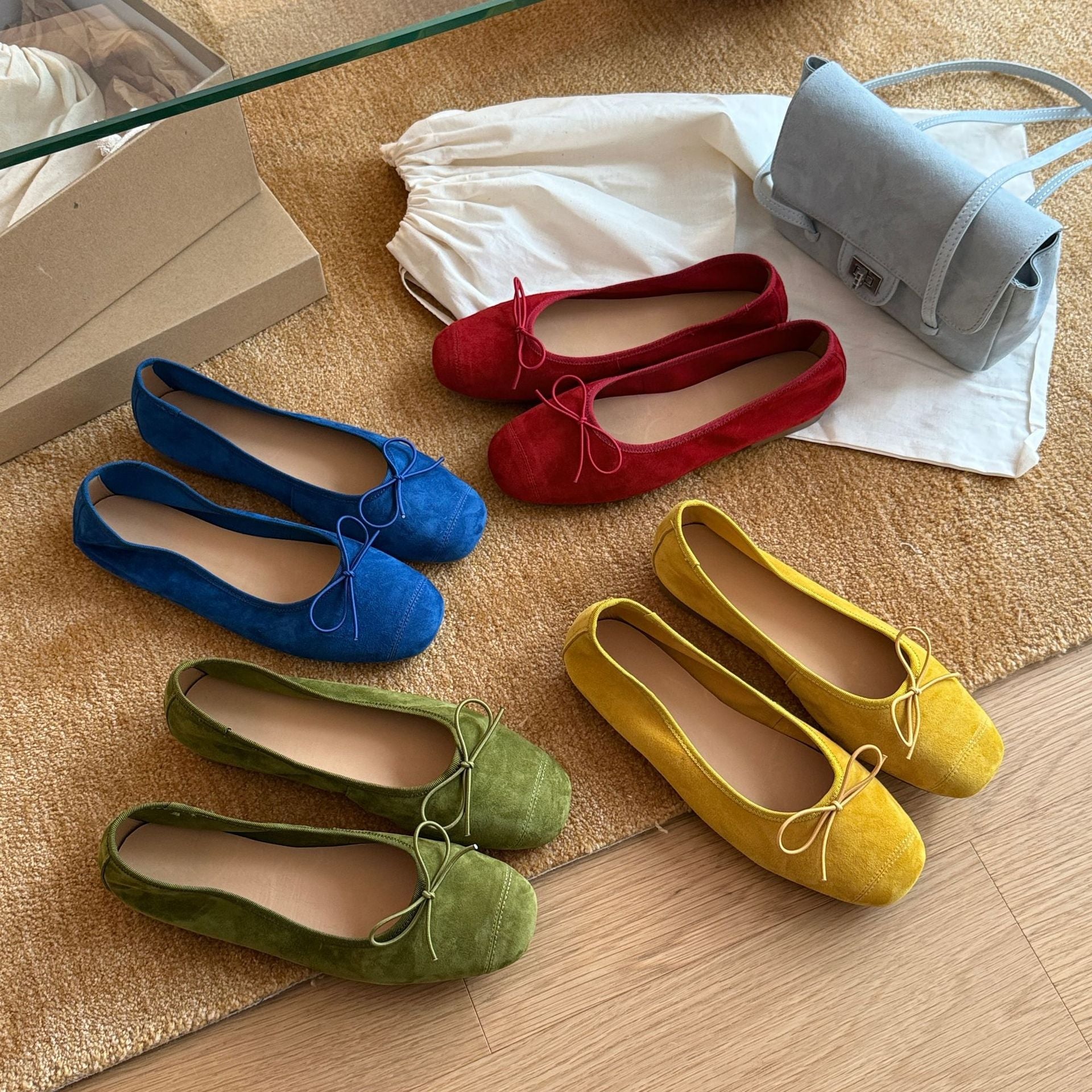 Damen Ballerinas aus weichem Wildleder mit modischem Schleifendetail