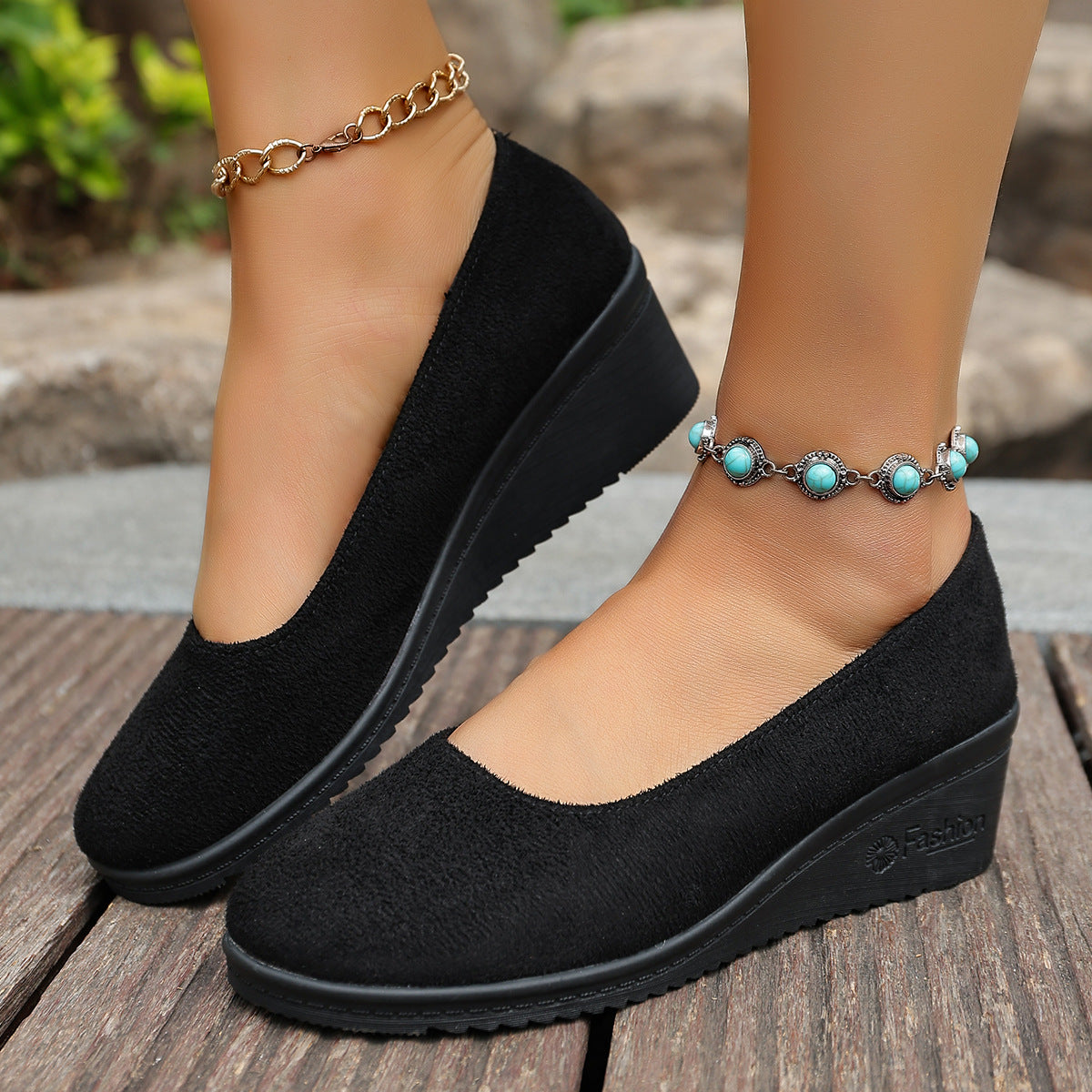 Damen Wedge-Pantoletten mit elegantem Obermaterial und rutschfester Sohle