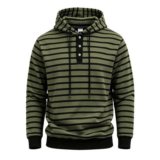 Herren Kapuzenpullover mit Knopfleiste und modischem Streifenmuster Shop Nory