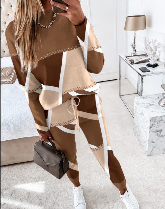 Damen nan gemustertes Freizeit-Set aus Sweatshirt und Jogginghose Shop Nory