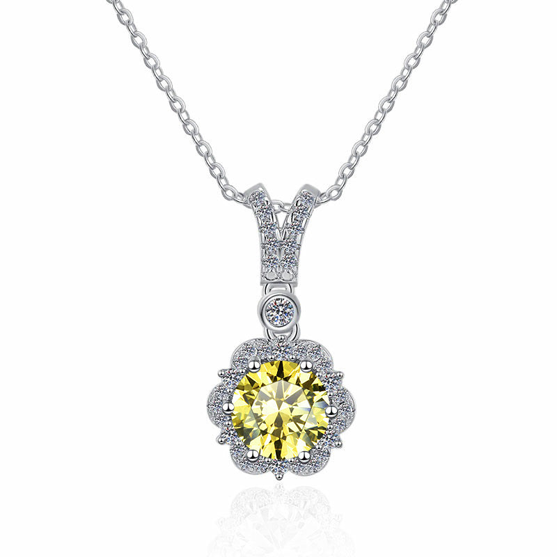 Damen Halskette mit elegantem Blumenanhänger und funkelndem Zirkonia Shop Nory