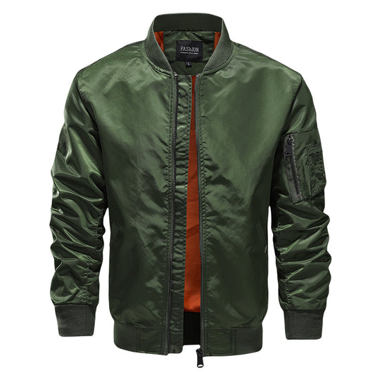 Herren Leichter Nylon‑Bomberjacke im MA‑1‑Stil mit Ärmeltasche und kontrastierendem Innenfutter Shop Nory