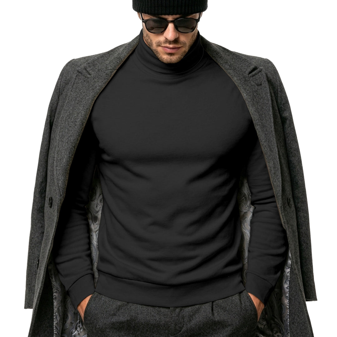 Herren Eleganter Baumwoll-Mix Rollkragenpullover Slim Fit Shop Nory