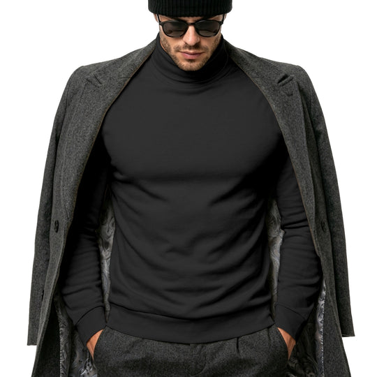 Herren Eleganter Baumwoll-Mix Rollkragenpullover Slim Fit Shop Nory