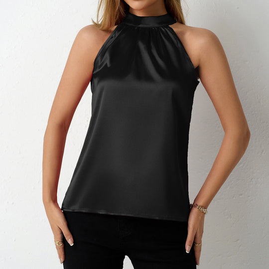 Damen Satin-Hochkragenoberteil mit elegantem Schnitt