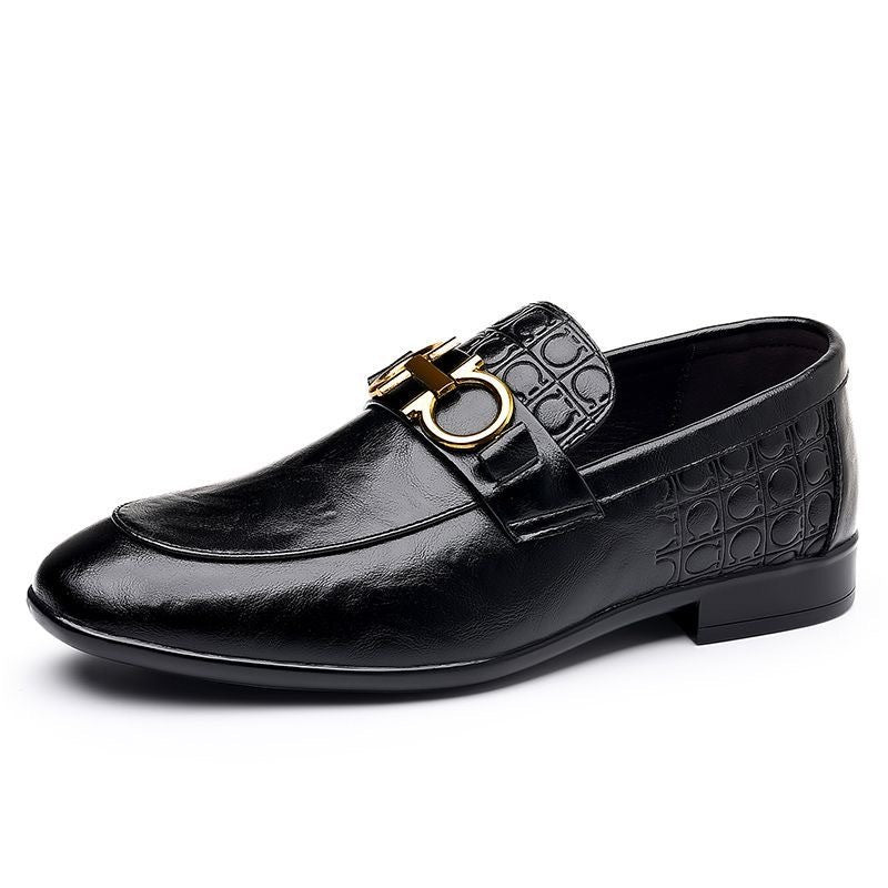 Herren Eleganter Lederlook-Loafer mit Krokoprägung und goldener Bit-Schnalle Shop Nory