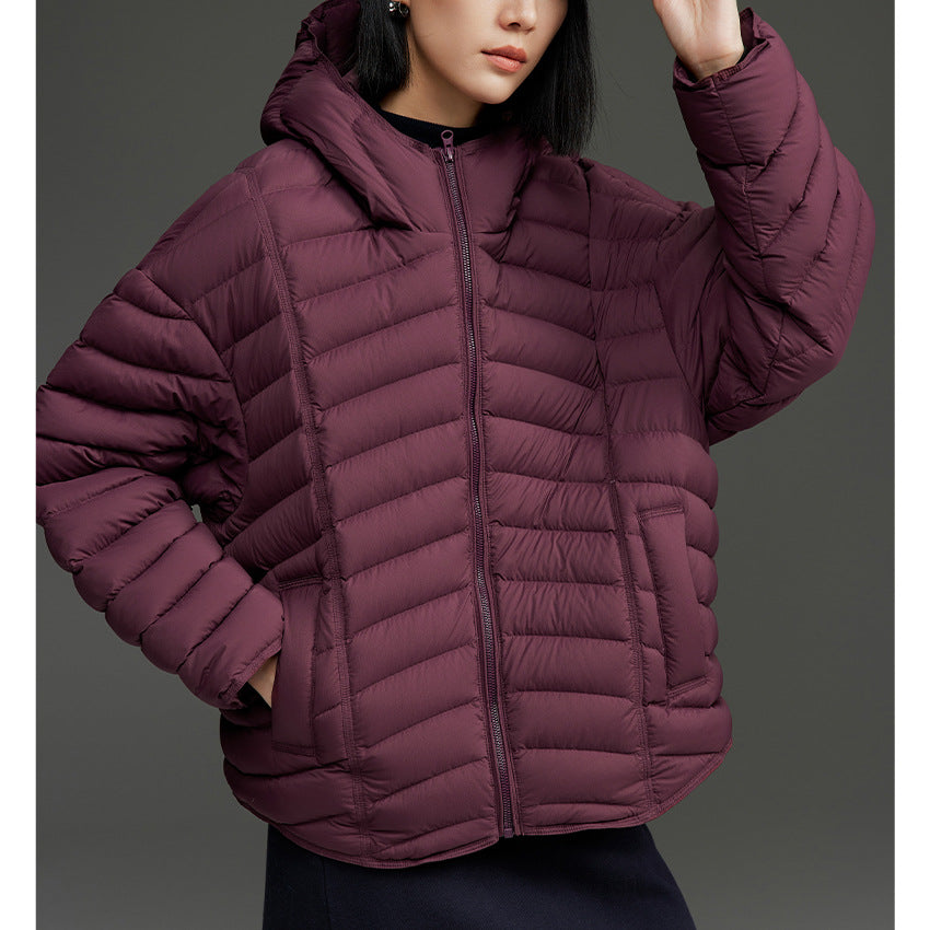 Damen Ultraleichte gesteppte Daunenjacke mit Kapuze und winddichter Außenhülle Shop Nory