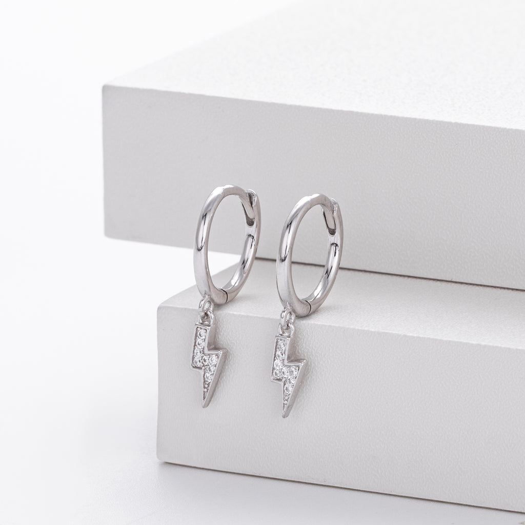 Damen Ohrhänger mit zeitgenössischem Blitzdesign aus 925 Sterling Silber Shop Nory