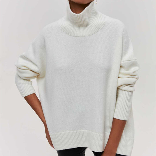 Damen Kuscheliger Oversize Rollkragenpullover mit verdeckten Seitenschlitzen und extra langem Rippbund Shop Nory