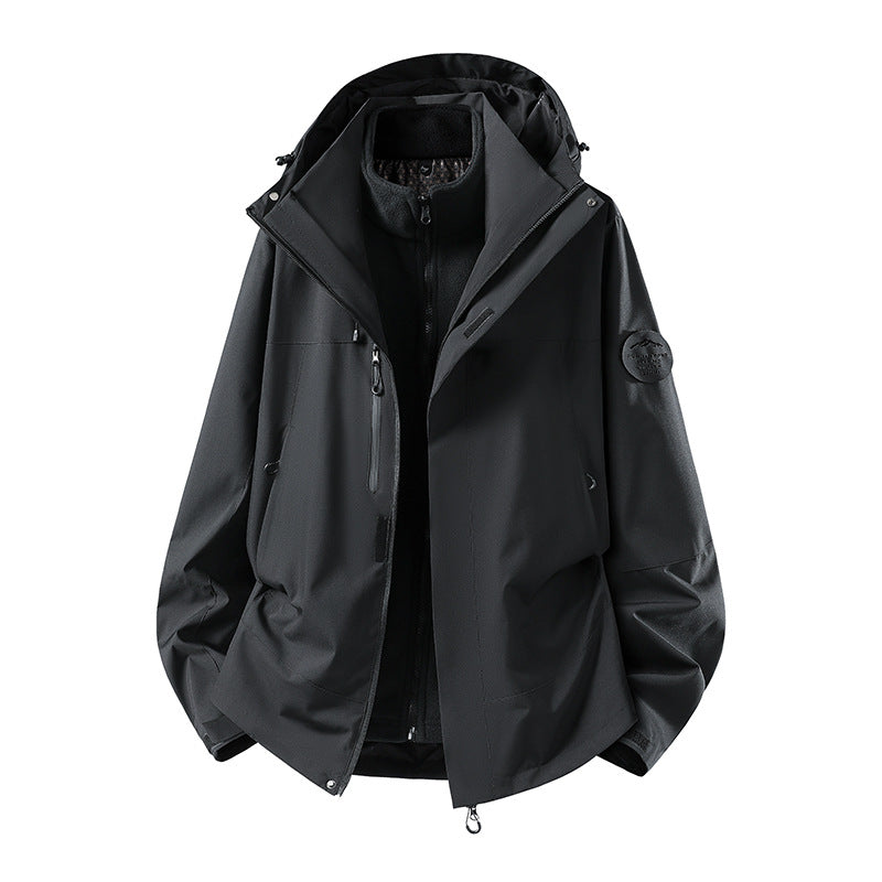 Herren zweilagige Softshell-Outdoorjacke mit herausnehmbarem Fleecefutter und verstellbarer Kapuze Shop Nory