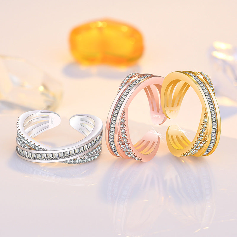 Damen Offener Ring mit filigranem Design und funkelnden Zirkonia Shop Nory