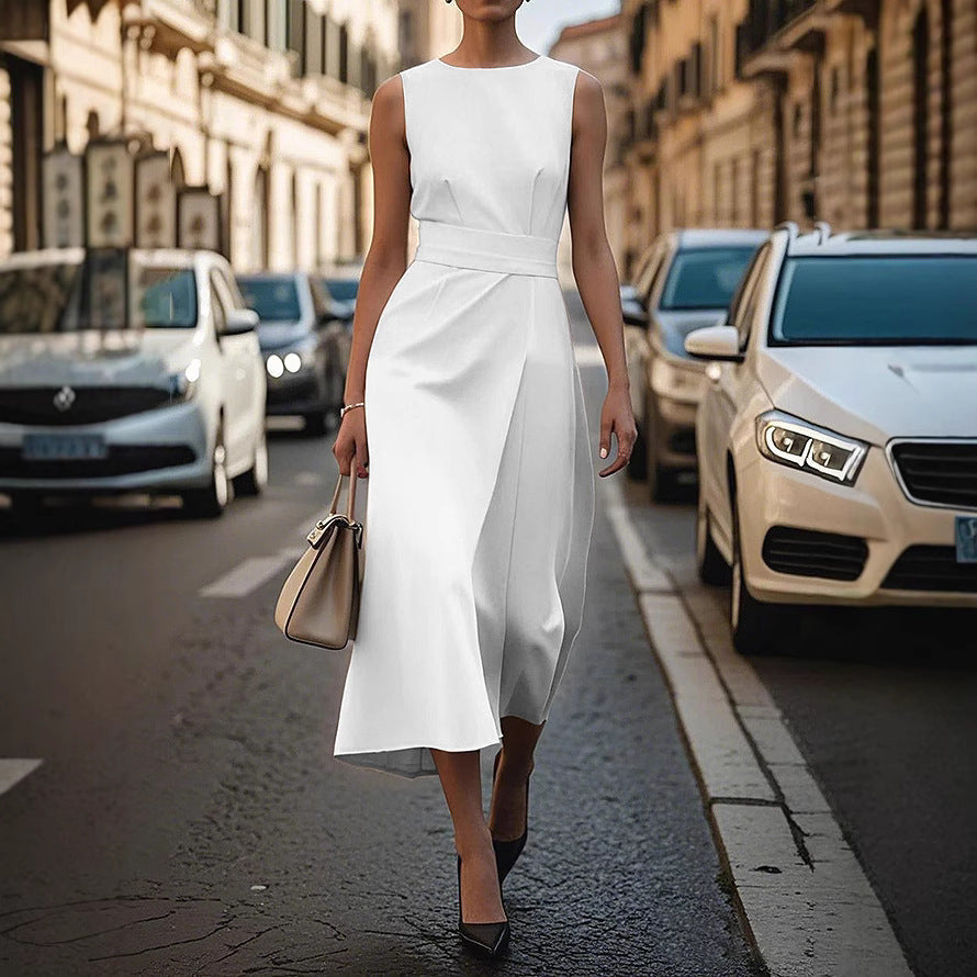 Elegantes Damen Maxikleid mit fließendem Schnitt & Taillengürtel