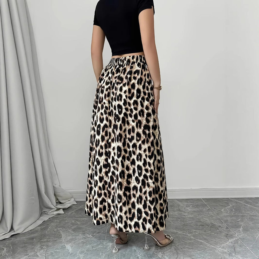 Damen Maxi-Rock mit elegantem Leo-Print und fließendem Schnitt Shopnory