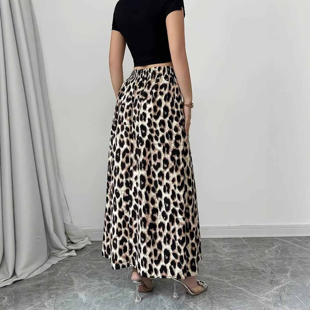Damen Maxi-Rock mit elegantem Leo-Print und fließendem Schnitt Shopnory