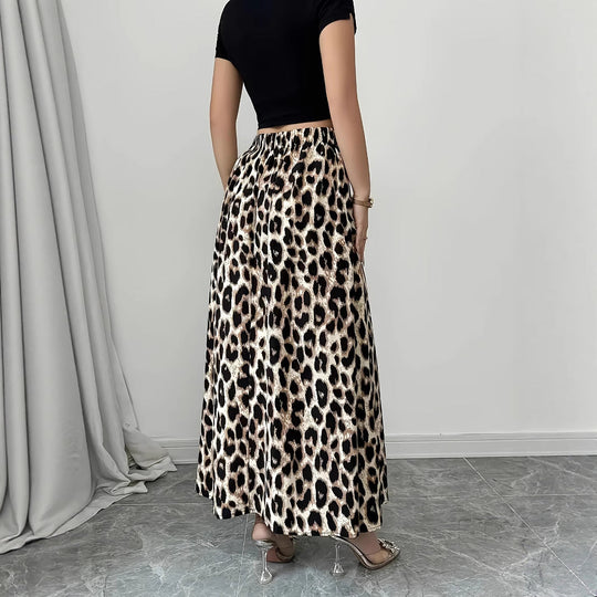 Damen Maxi-Rock mit elegantem Leo-Print und fließendem Schnitt Shopnory