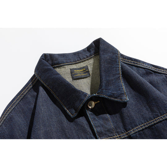 Unisex Weit geschnittener Denim-Worker-Blouson mit asymmetrischer Pattentasche Shop Nory