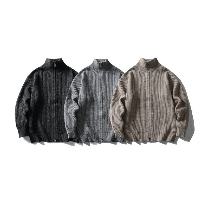 Unisex Gerippter Zipcardigan mit Stehkragen Shop Nory