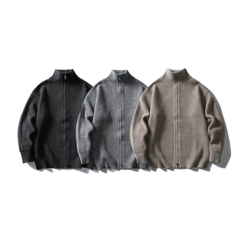 Unisex Gerippter Zipcardigan mit Stehkragen Shop Nory
