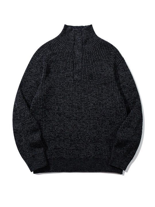 Unisex Grobgestrickter Rollkragenpullover mit halber Knopfleiste Shop Nory