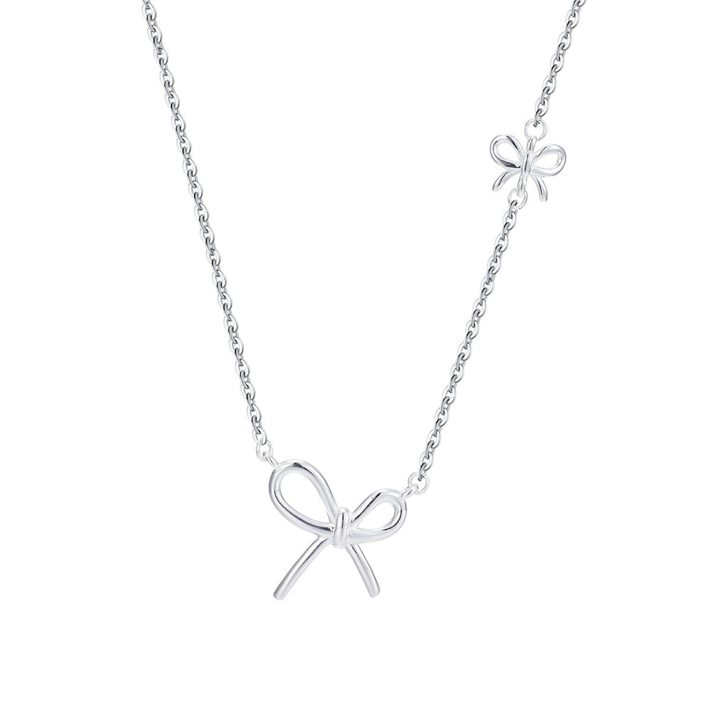 Damen Halskette mit kunstvollem Schleifenanhänger und feiner Gliederkette Shop Nory