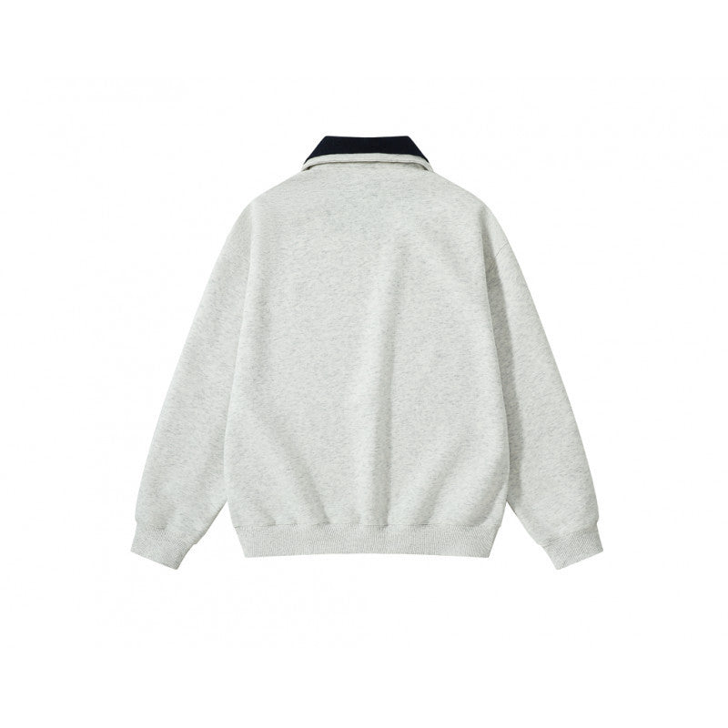 Unisex Oversize-Halbzip-Sweatshirt mit kontrastierendem Kentkragen, Kängurutasche und gerippten Bündchen Shop Nory