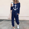 Damen lässiger Jumpsuit mit maritimem Anker-Print und praktischen Taschen