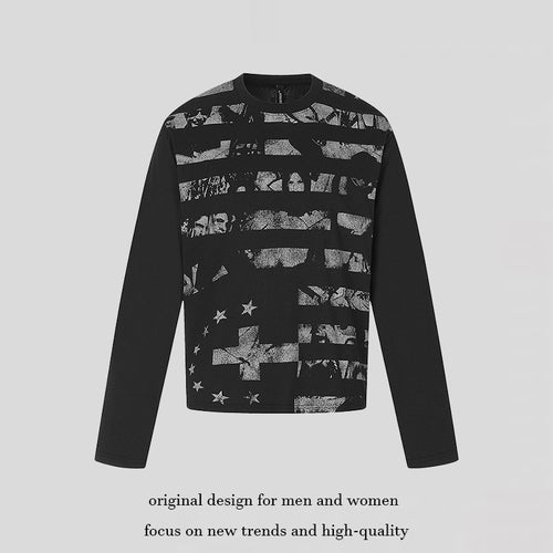 Herren Langarmshirt mit Strukturprint und flaggeninspiriertem Grafikmix Shop Nory