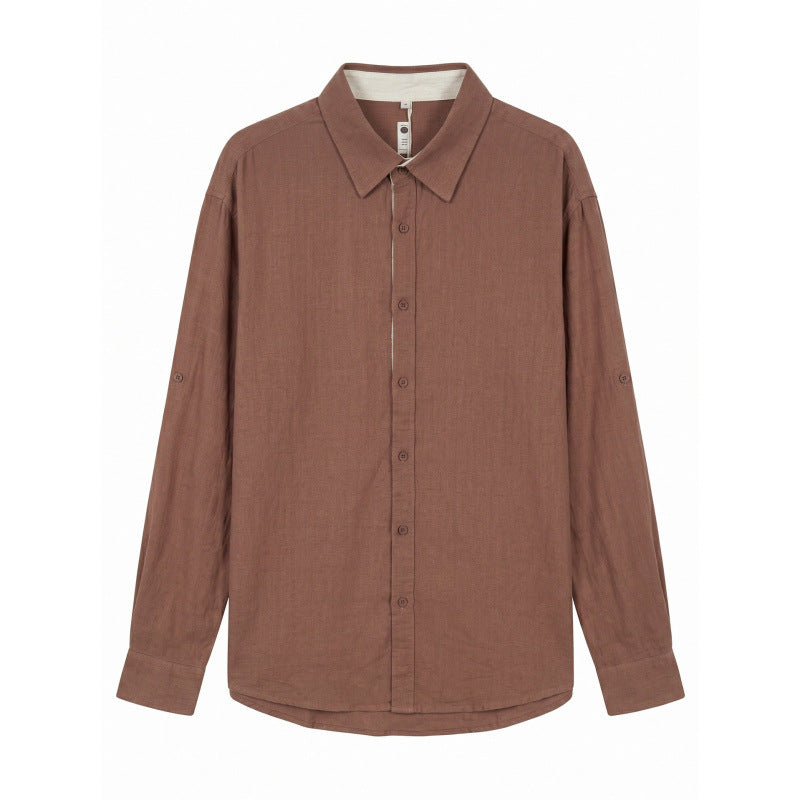 Herren Leichtes Oversize-Leinenhemd mit Kentkragen und abgerundetem Saum Shop Nory