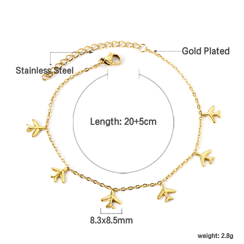 Damen Armband mit stilvollen Flugzeug-Anhängern aus antiallergischem Edelstahl Shop Nory
