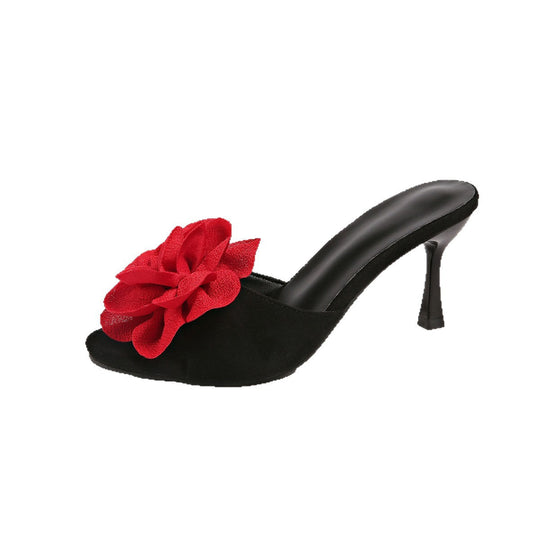 Damen Slingback-Pantoletten mit floralem Dekor und eleganter Absatzhöhe Shopnory