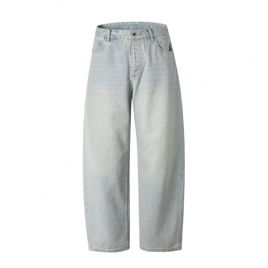 Damen Locker geschnittene Straight‑Leg Denimhose mit hoher Taille und soften Stonewash-Details Shop Nory