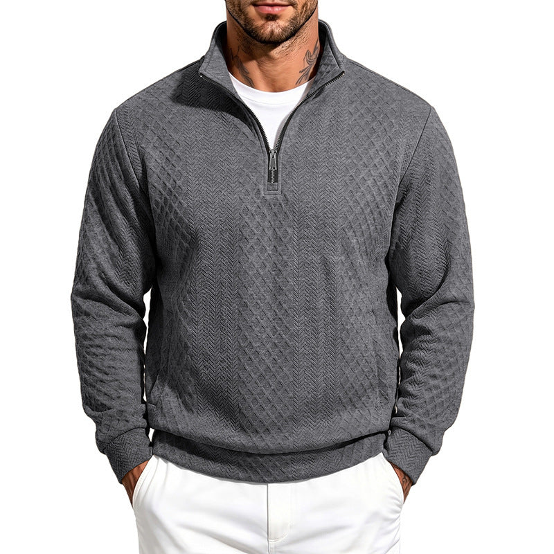 Herren Strukturierter Halbzip-Sweater aus Feinstrick mit Zopfmuster und Eingriffstaschen Shop Nory