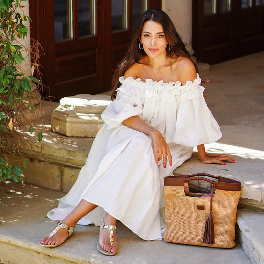Damen Off-Shoulder Sommerkleid mit Rüschendetails