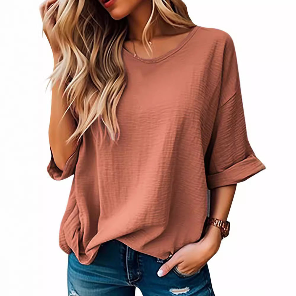Damen lässiges Oversize-T-Shirt mit Textur