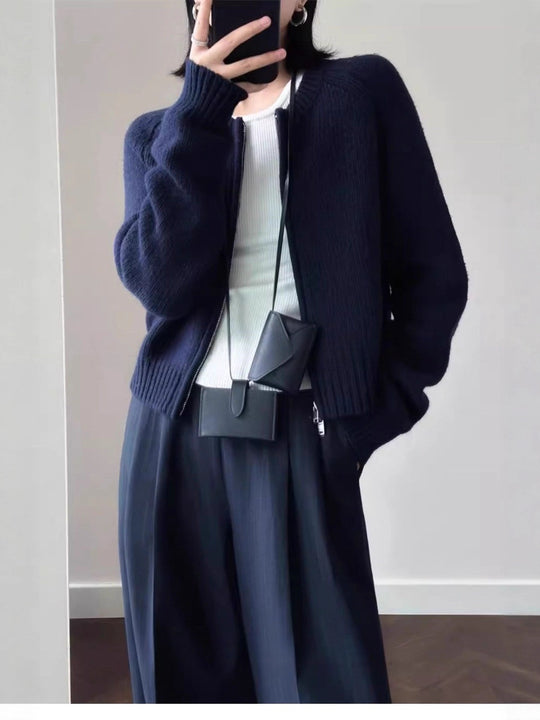 Damen Kurzjacke aus softem Feinstrick mit durchgehendem Reißverschluss und geripptem Saum Shop Nory